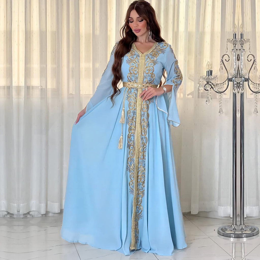 The Embroidered Appliqué Maxi Dress