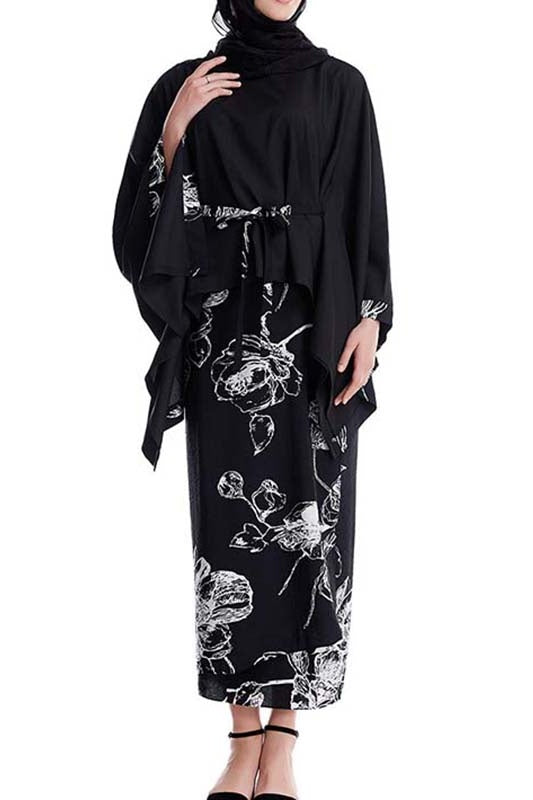 Floral Kimono-Inspired Modest Dress