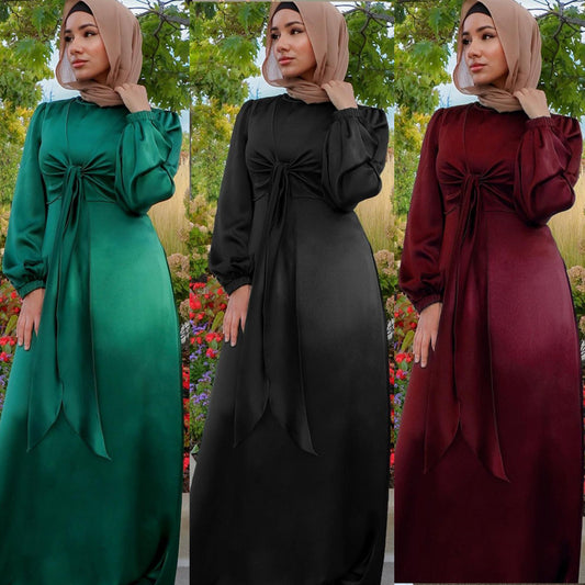 Luxe Wrapped Satin Abaya