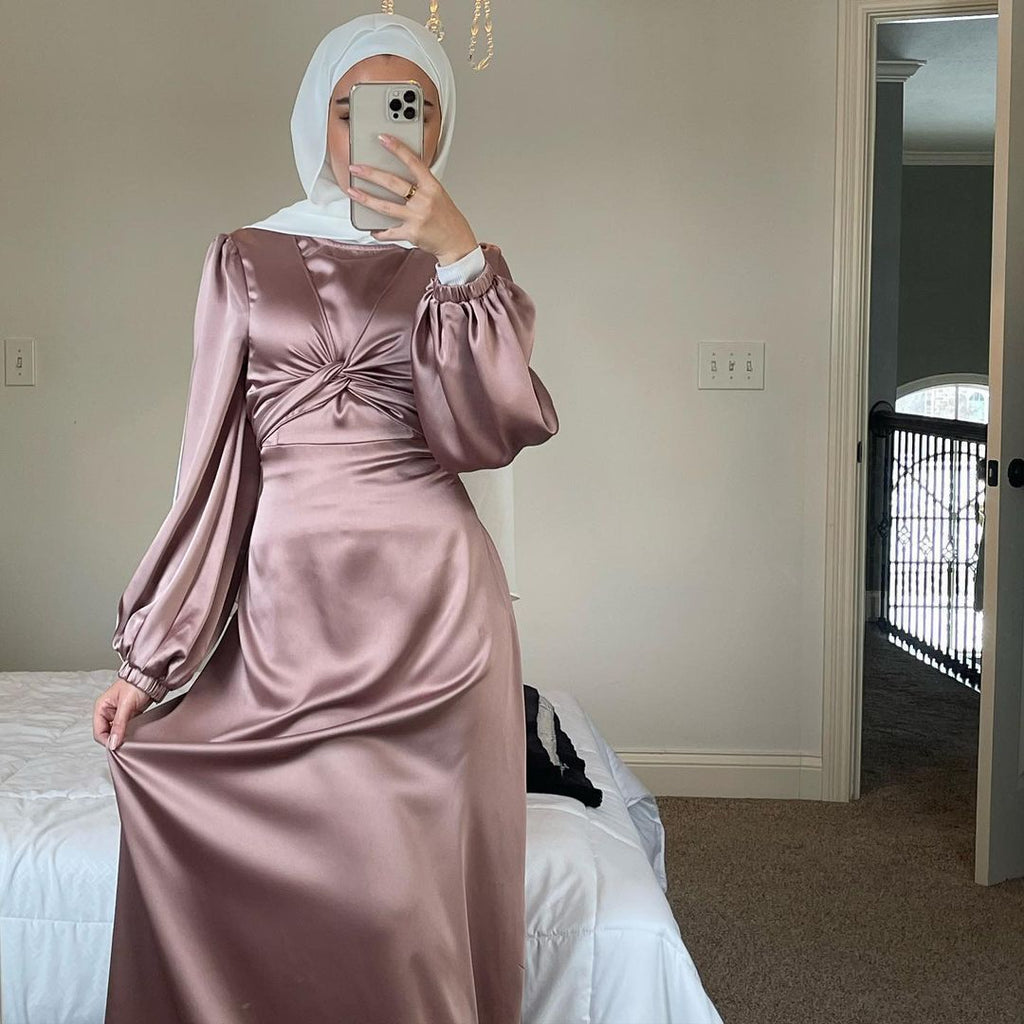 Luxe Wrapped Satin Abaya