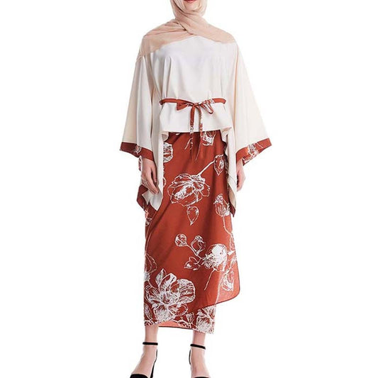 Floral Kimono-Inspired Modest Dress
