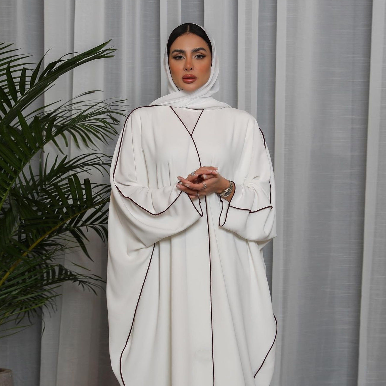 White Saudi Style Abaya