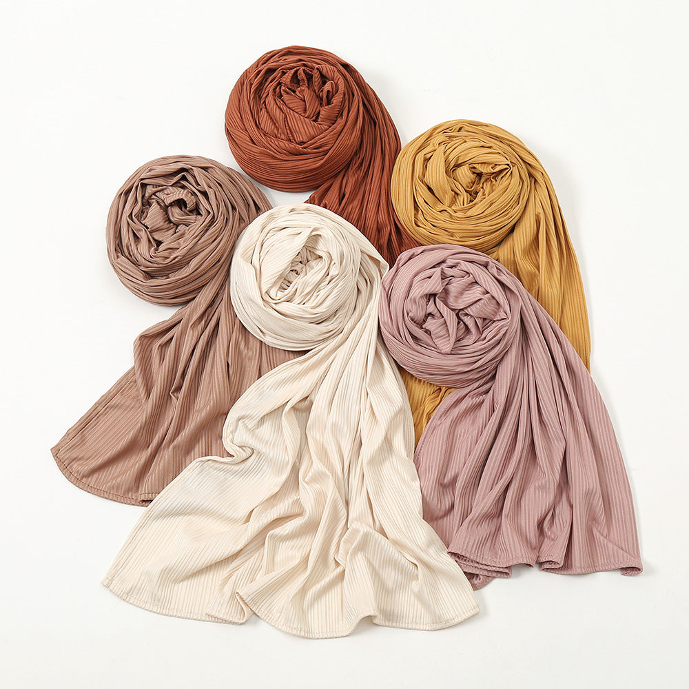 The Knitted Cotton Stripe Scarf