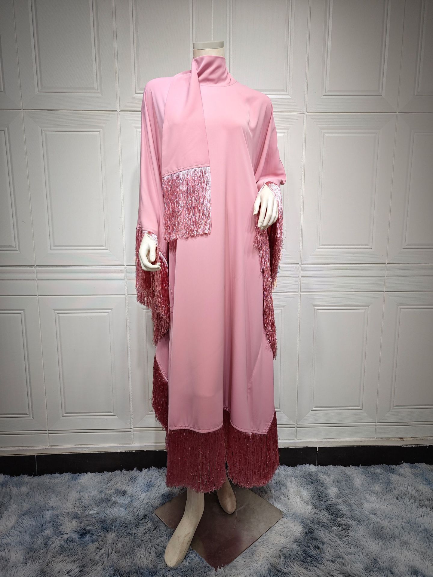 Women Batwing Sleeve Tassel Dress