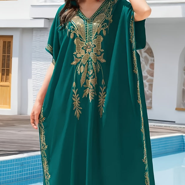 Casual Embroidery Kaftan Dress for Home