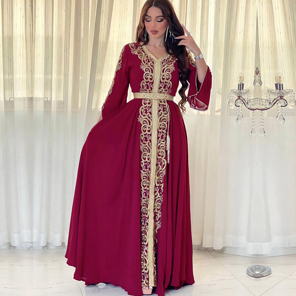 The Embroidered Appliqué Maxi Dress
