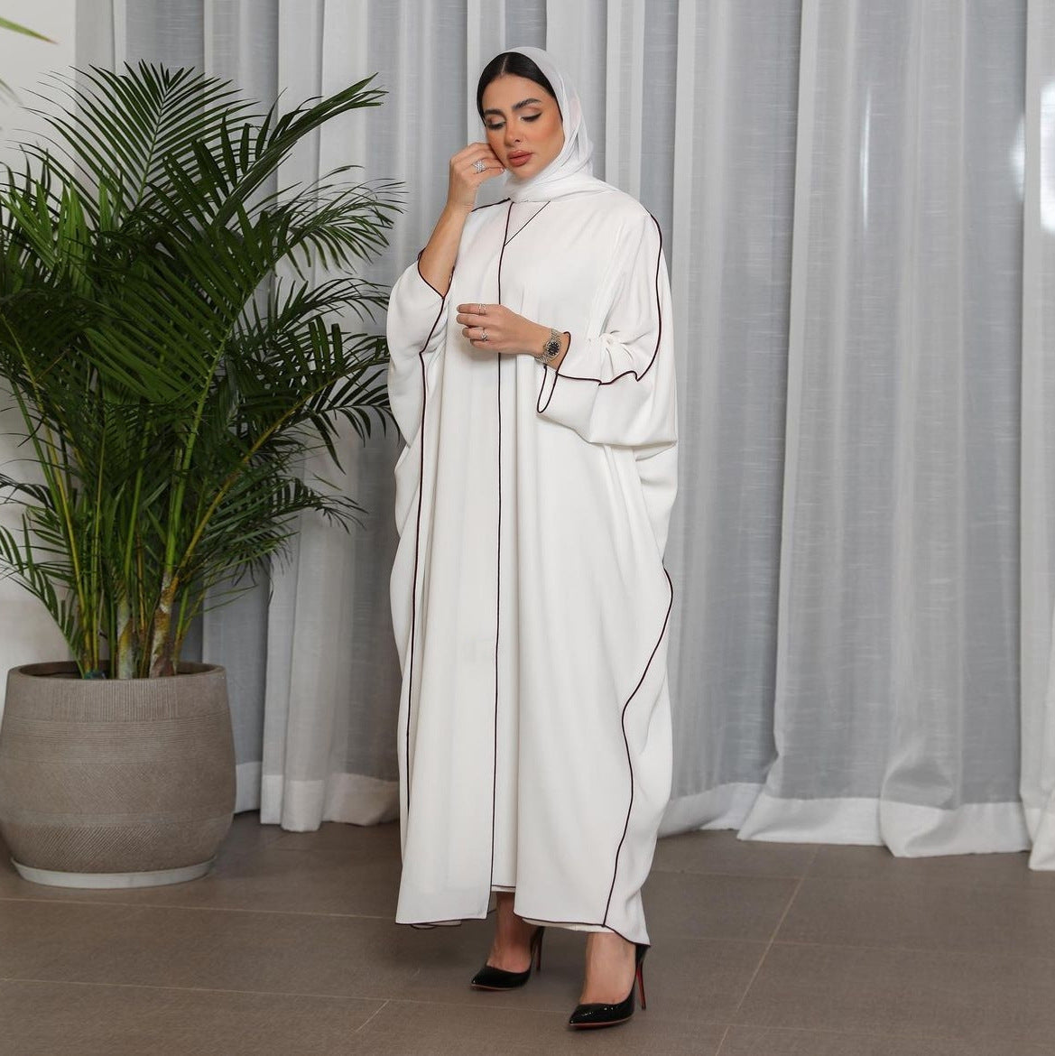 White Saudi Style Abaya