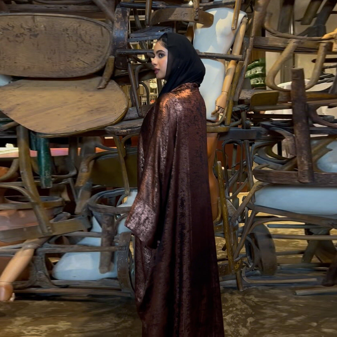 Bronze Satin Open Abaya
