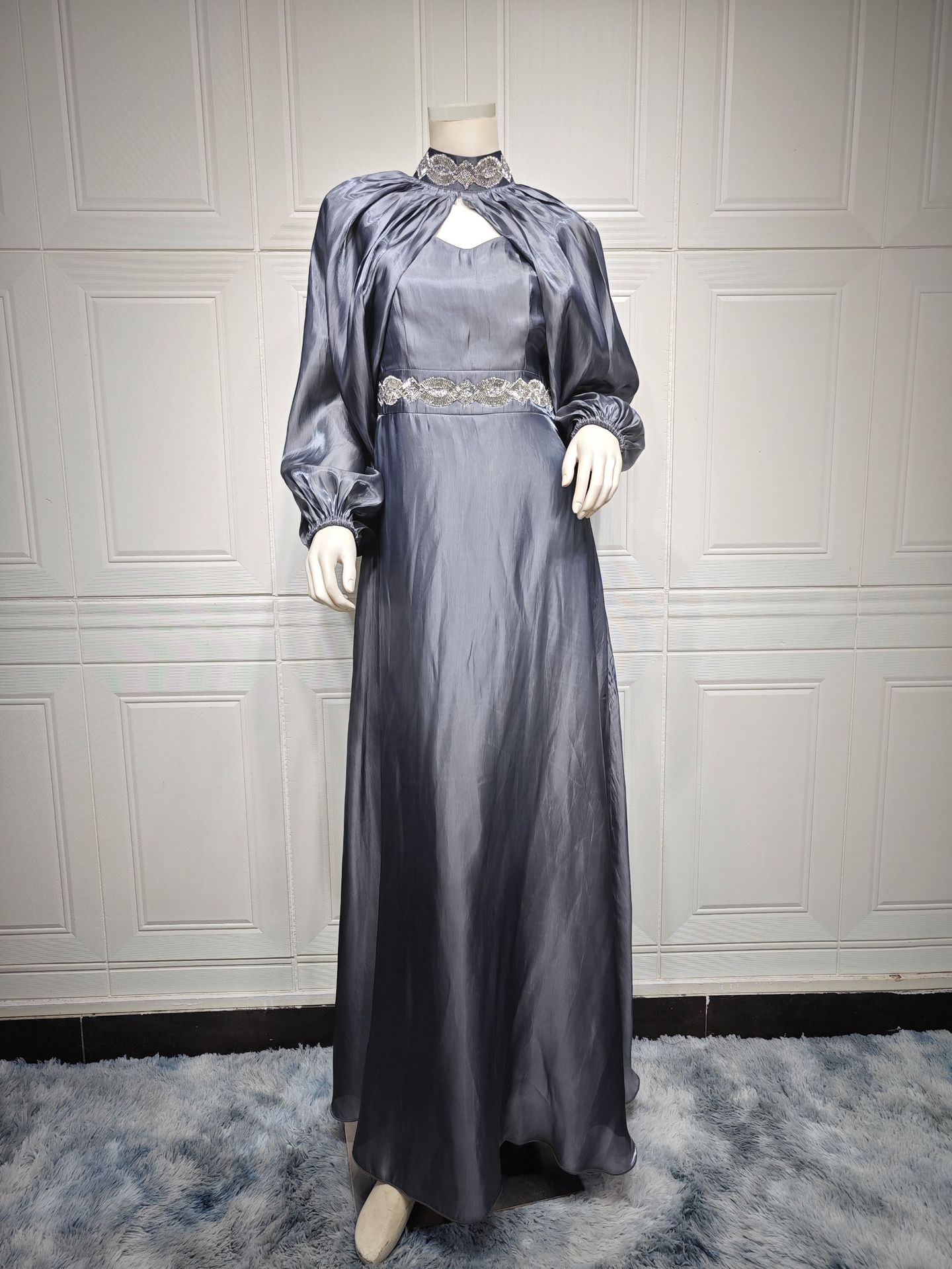 Two piece whispering silk Abaya