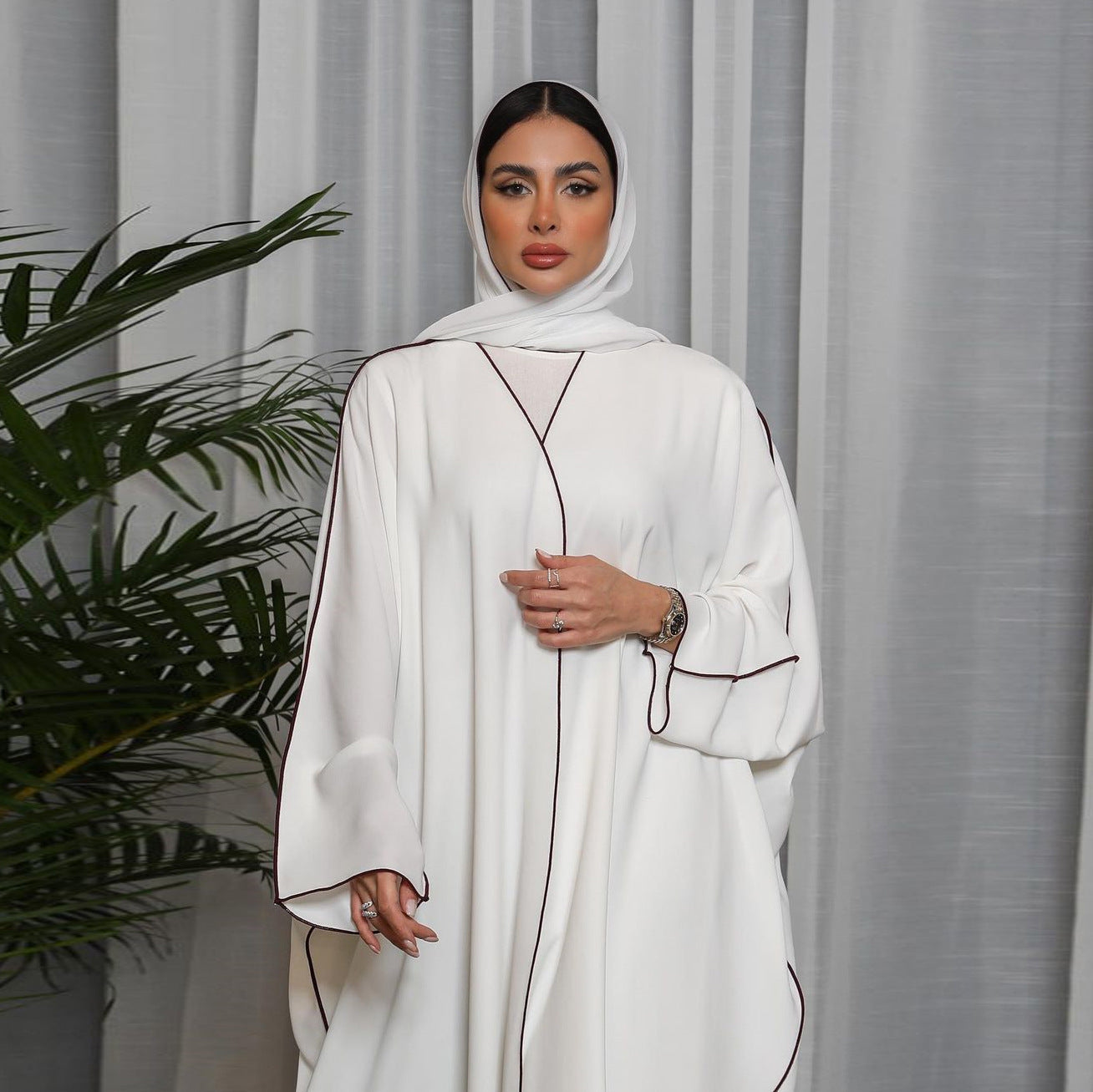 White Saudi Style Abaya