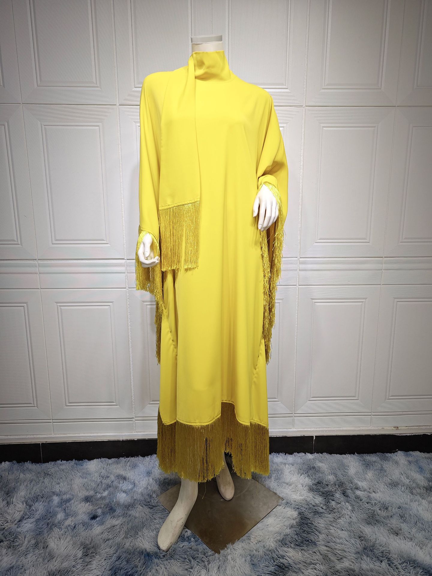 Women Batwing Sleeve Tassel Dress
