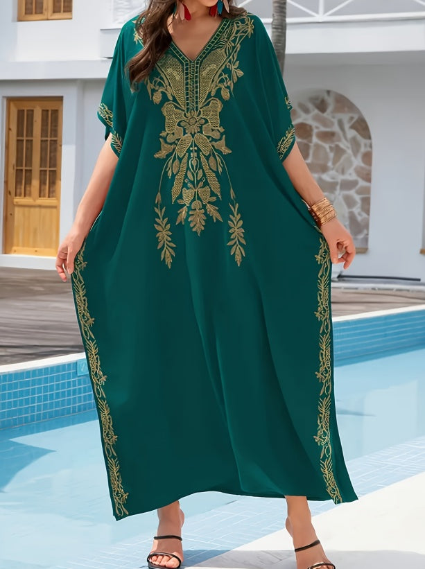 Casual Embroidery Kaftan Dress for Home