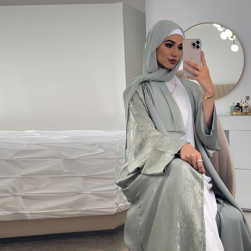 Bronze Satin Open Abaya
