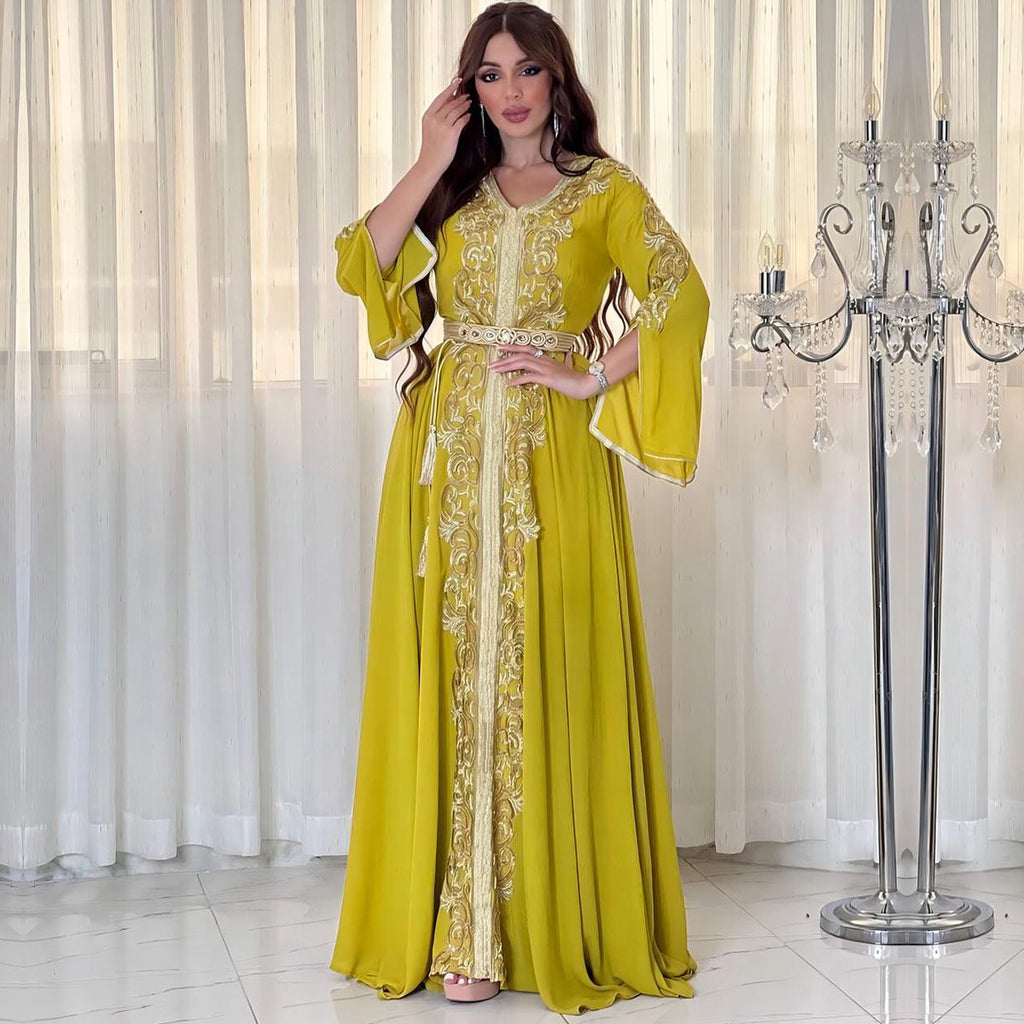 The Embroidered Appliqué Maxi Dress