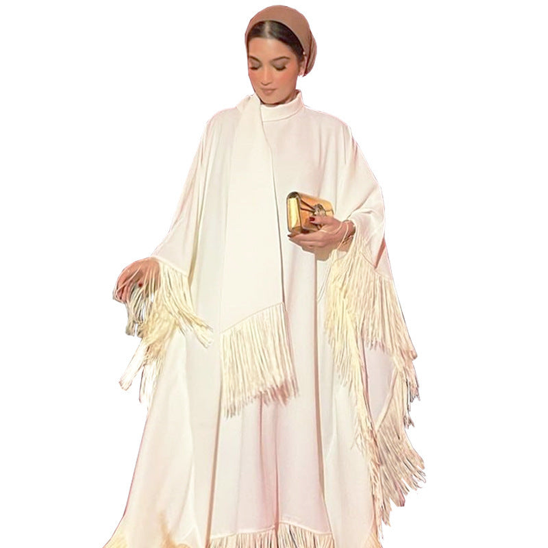 Women Batwing Sleeve Tassel Dress